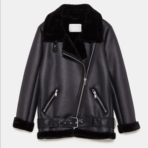 Zara Contrasting Biker Jacket